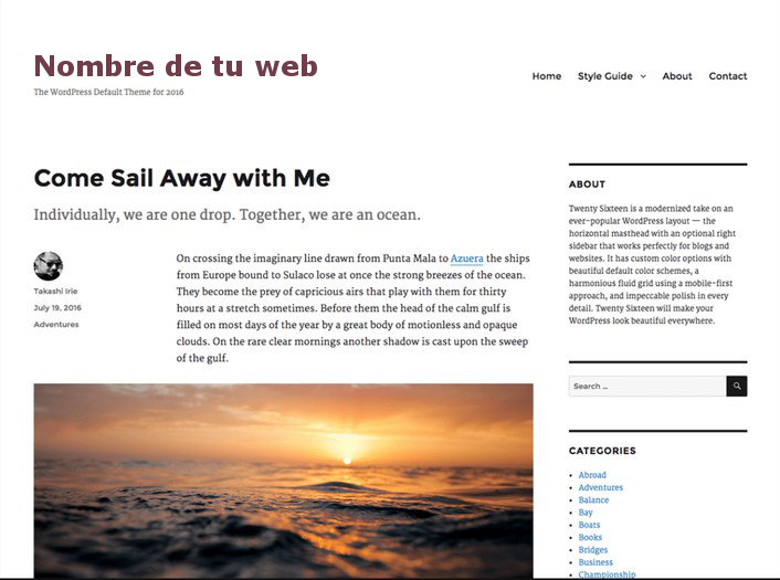 diseno web sencillo wordpress